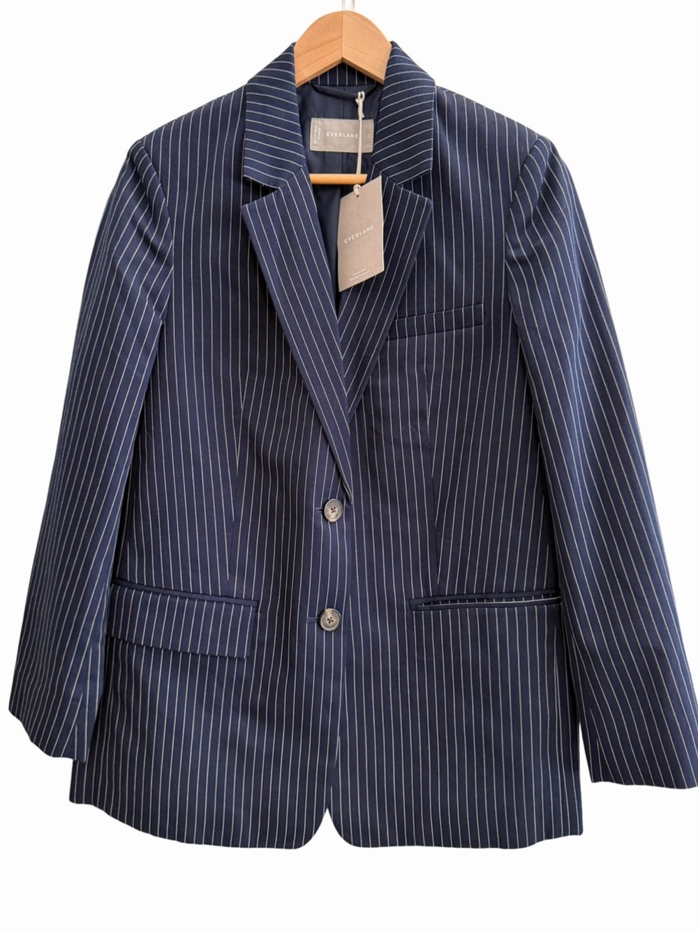 NWT Everlane Navy Pinstripe Oversized Blazer Size 2